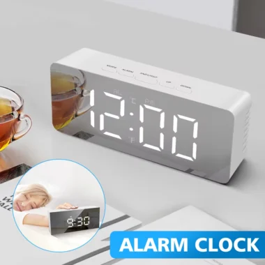 LED Digital Alarm Clock with Temperature Display | Adjustable Brightness & USB Power | 12/24H Format for Bedroom or Office