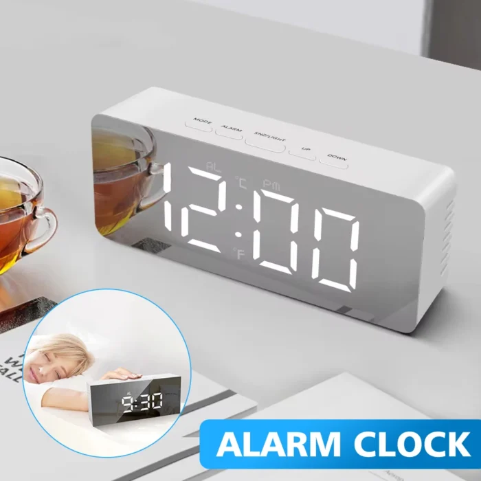 LED Digital Alarm Clock with Temperature Display | Adjustable Brightness & USB Power | 12/24H Format for Bedroom or Office