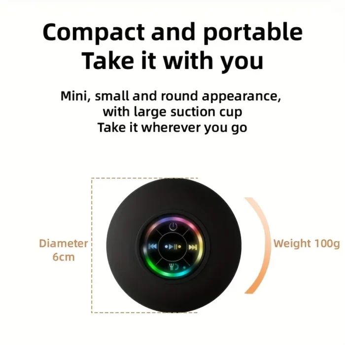 New Bathroom Waterproof Wireless LED Bluetooth Speaker Large Suction Cup Mini Portable Speaker Outdoor Sports Stereo Speaker - Image 4