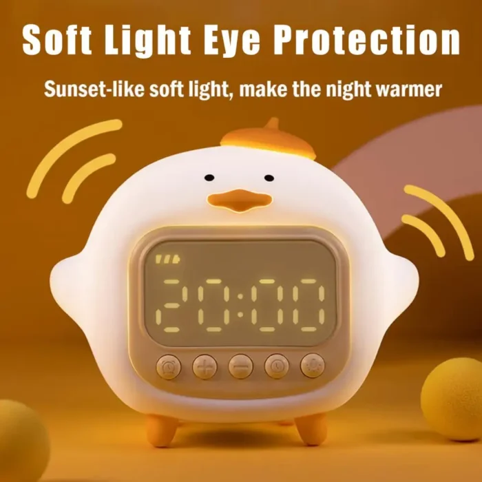 Cute Duckling Wake-Up Light Alarm Clock – LED Time Display, 5 Alarms, Adjustable Volume - Image 2