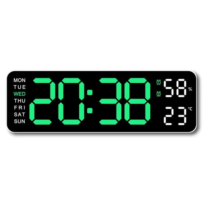 Large LED Digital Wall Clock ,Wall Mounted Remote Control Temperature Date Week Display Timer Dual Alarm Clock - Image 7