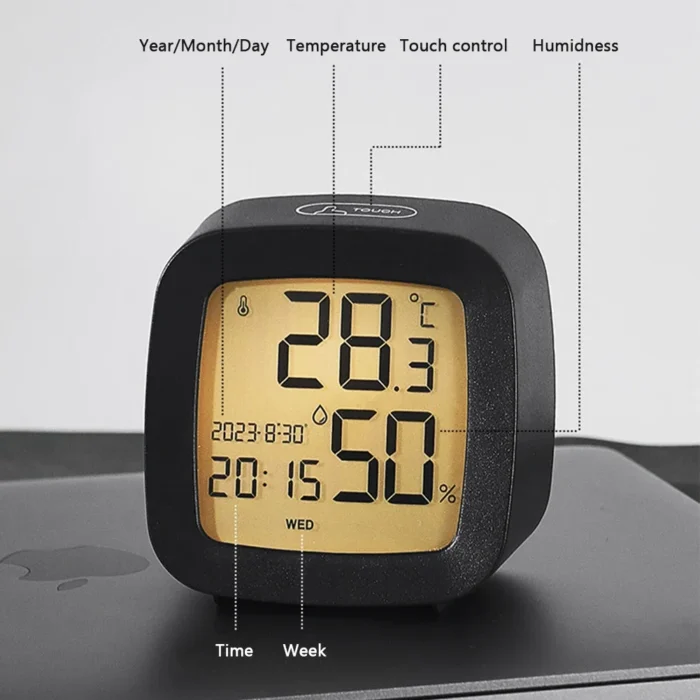 LED Alarm Clock with Backlight – Battery Operated LCD Display with Temperature & Humidity Monitor | Home, Office, School Decor - Image 5
