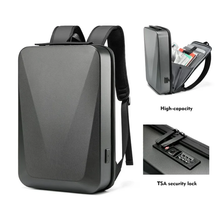 Men’s Waterproof Anti-Theft Laptop Backpack – 16.1” TSA-Approved Hard Shell Business & Gaming Bag with USB Charging