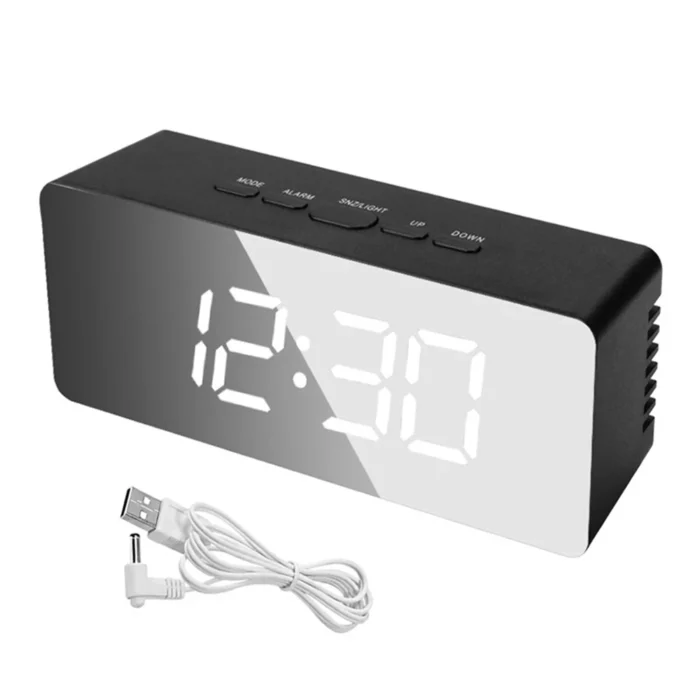 LED Digital Alarm Clock with Temperature Display | Adjustable Brightness & USB Power | 12/24H Format for Bedroom or Office - Image 8