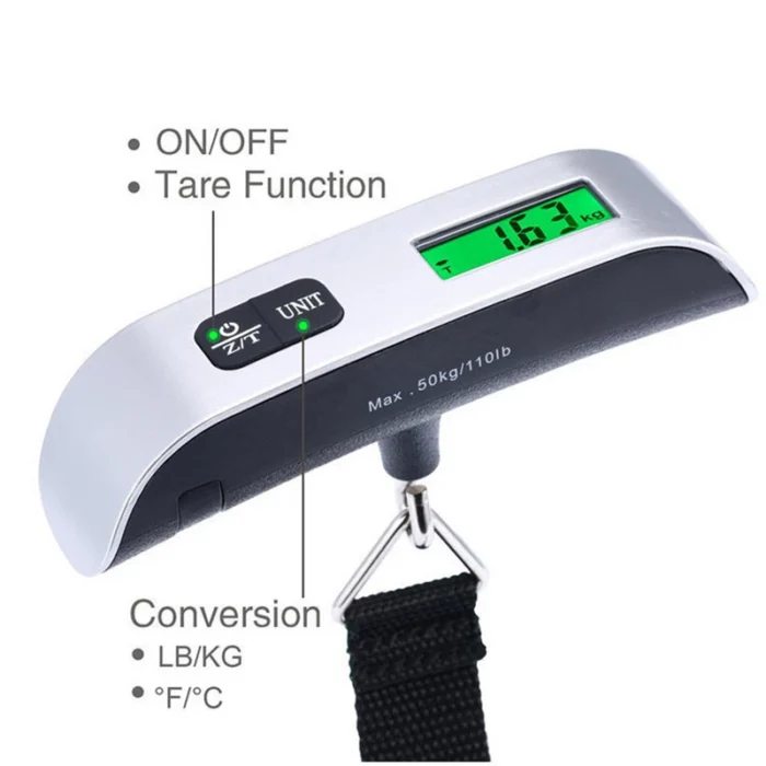 Portable Digital Luggage Scale – 50kg/110lb LCD Hanging Baggage Weight Scale for Travel & Suitcases - Image 2
