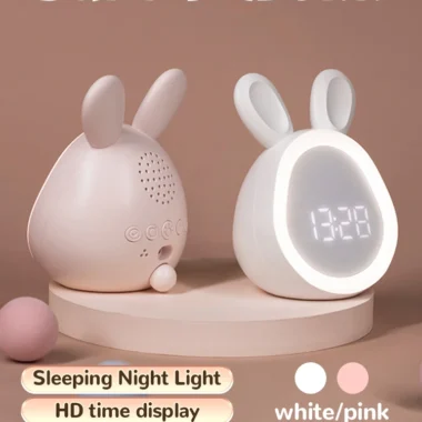 Cute Bunny LED Alarm Clock for Kids | Night Light, Stepless Dimming & Digital Display