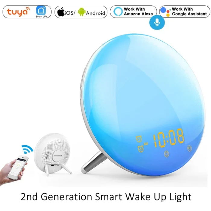 Smart WiFi Wake Up Light Alarm Clock – Sunrise Simulation, 4 Alarms, Snooze, Works with Alexa & Google Home - Image 7
