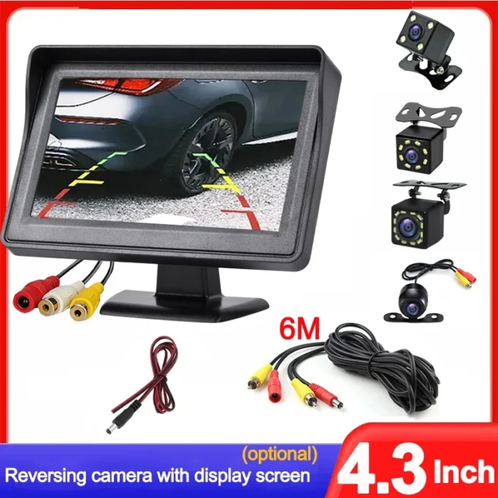 4.3-Inch Rear View Monitor with Backup Camera – Easy Installation Parking Assist System for Vehicles