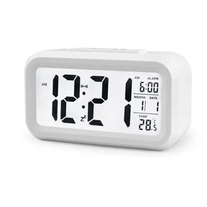 Digital LCD Alarm Clock with Calendar & Thermometer – Compact Desk Clock with Backlight & Snooze - Image 3