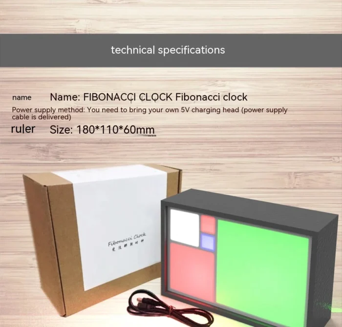 Minimalist USB-Powered Fibonacci LED Clock | Creative Desktop Time Ornament with Smart Display - Image 2