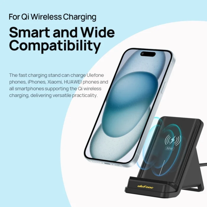 50W Air-Cooled Wireless Charging Stand – Fast Charging Holder with Cooling Fan for Phones & Devices - Image 5