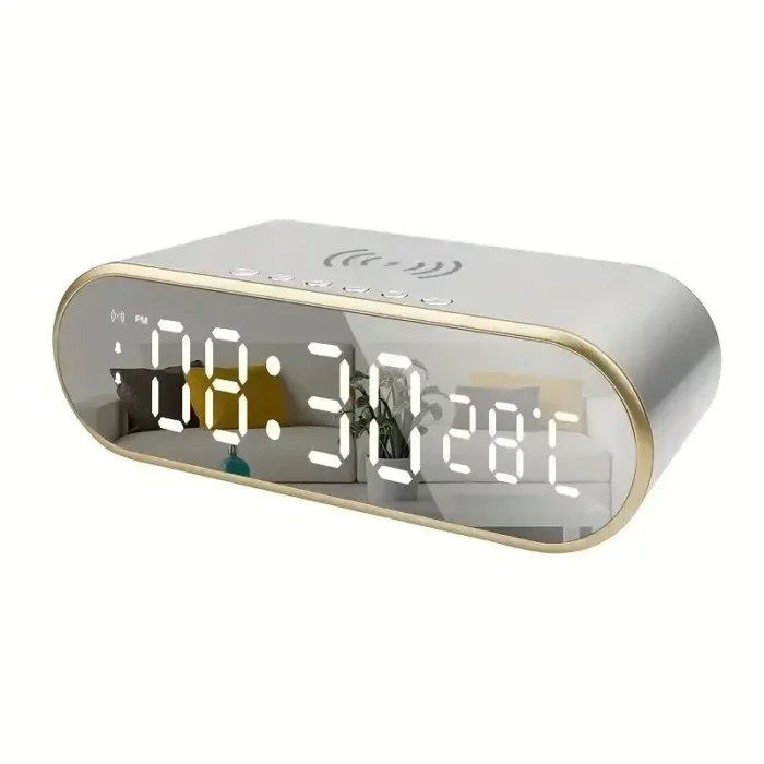 Smart Wireless Charging LED Desk Clock | Dual Alarm, Temperature & Calendar Display | Fast Charging Compatible - Image 8