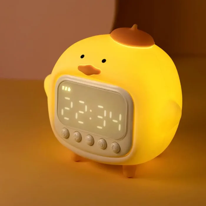 Cute Duckling Wake-Up Light Alarm Clock – LED Time Display, 5 Alarms, Adjustable Volume