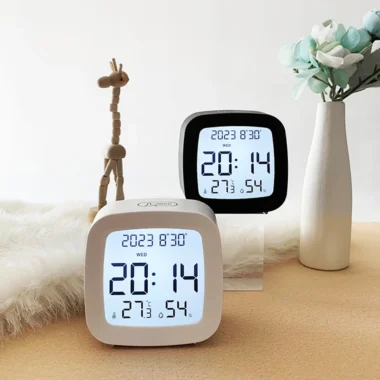 LED Alarm Clock with Backlight β Battery Operated LCD Display with Temperature & Humidity Monitor | Home, Office, School Decor