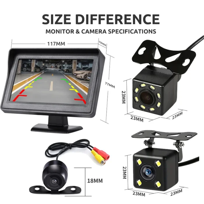 4.3-Inch Rear View Monitor with Backup Camera – Easy Installation Parking Assist System for Vehicles - Image 6