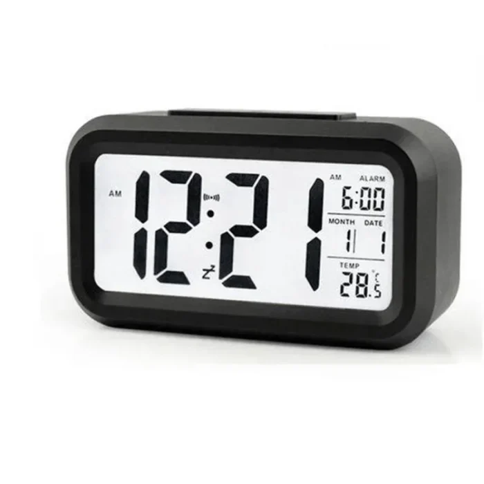 Digital LCD Alarm Clock with Calendar & Thermometer – Compact Desk Clock with Backlight & Snooze - Image 2