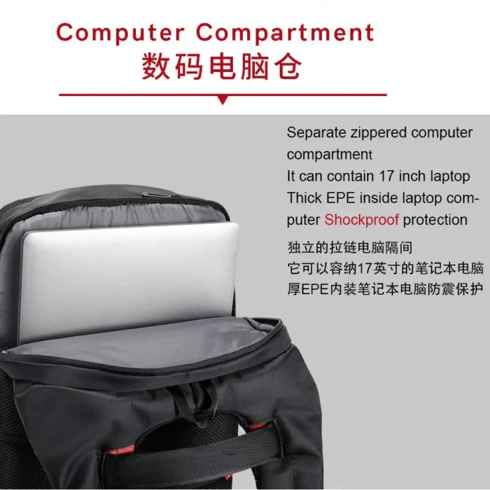 Waterproof Anti-Theft Laptop Backpack – Multi-Layer Business & Travel Bag with USB Charging, Fits 15.6”–17.3” Laptops - Image 5