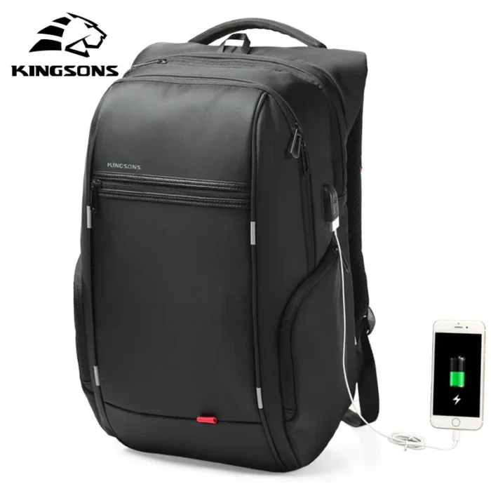 Kingsons Waterproof Unisex Laptop Backpack – USB Charging Anti-Theft School & Travel Bag (Fits 15.6" & 17.3" Laptops)