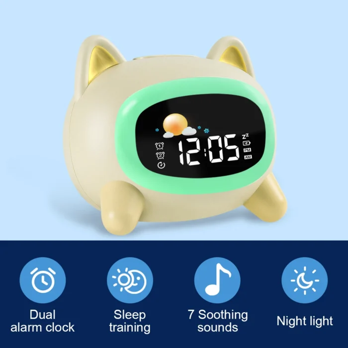 Smart Kids Wake-Up Alarm Clock – LED Display, 5-Color Night Light, Music Player & Voice Control - Image 5