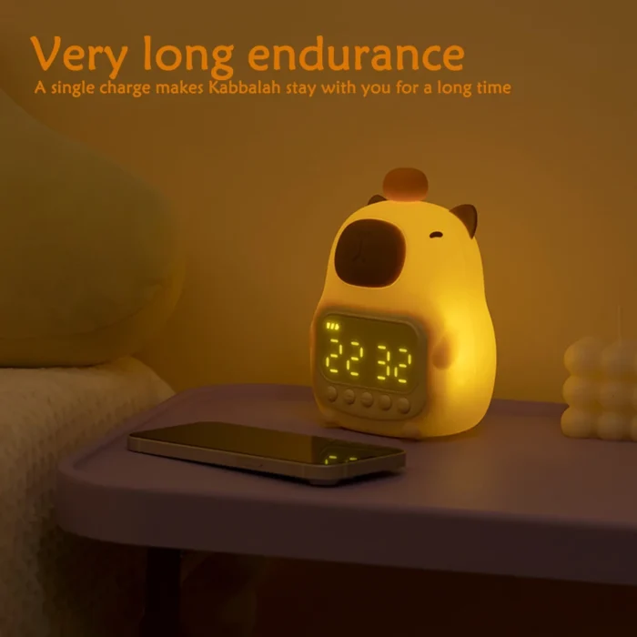 Capybara LED Alarm Clock Kids Bedside Sleep Temperature Display Digital Clock USB Rechargeable Night Light Table Clock Decor - Image 3
