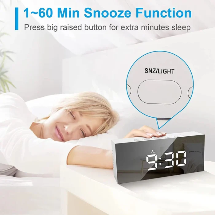 LED Digital Alarm Clock with Temperature Display | Adjustable Brightness & USB Power | 12/24H Format for Bedroom or Office - Image 3