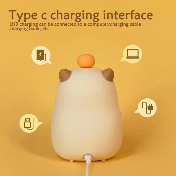 Capybara LED Alarm Clock Kids Bedside Sleep Temperature Display Digital Clock USB Rechargeable Night Light Table Clock Decor - Image 6