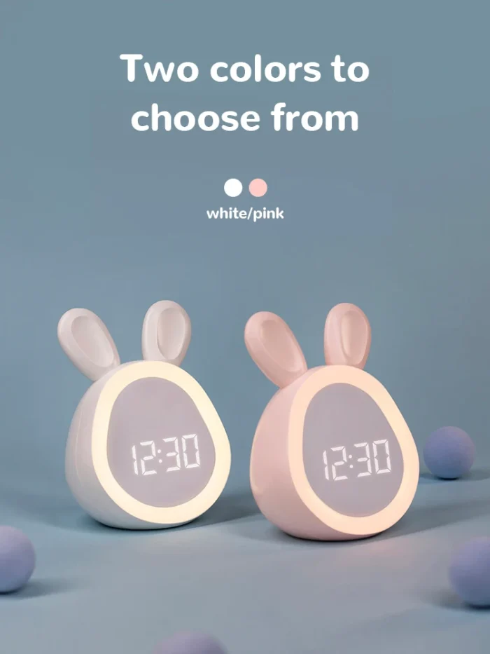 Cute Bunny LED Alarm Clock for Kids | Night Light, Stepless Dimming & Digital Display - Image 4