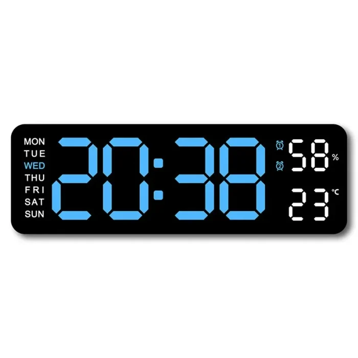 Large LED Digital Wall Clock ,Wall Mounted Remote Control Temperature Date Week Display Timer Dual Alarm Clock - Image 9