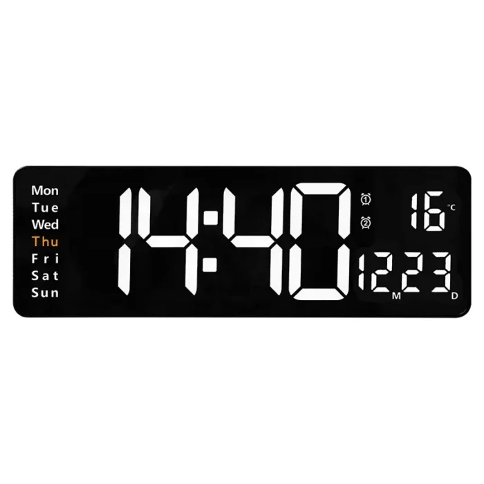 Large LED Digital Wall Clock ,Wall Mounted Remote Control Temperature Date Week Display Timer Dual Alarm Clock - Image 11