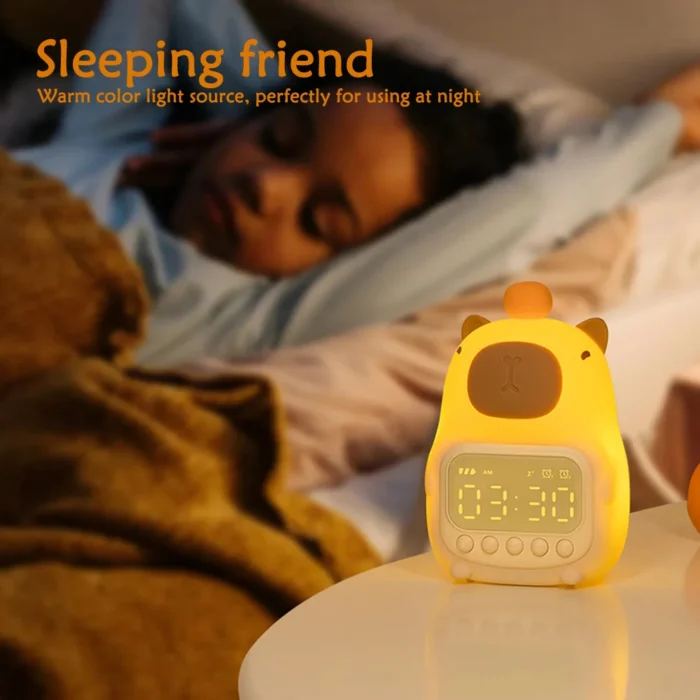 Capybara LED Alarm Clock Kids Bedside Sleep Temperature Display Digital Clock USB Rechargeable Night Light Table Clock Decor - Image 2