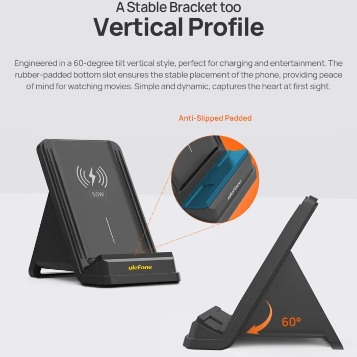 50W Air-Cooled Wireless Charging Stand – Fast Charging Holder with Cooling Fan for Phones & Devices - Image 2
