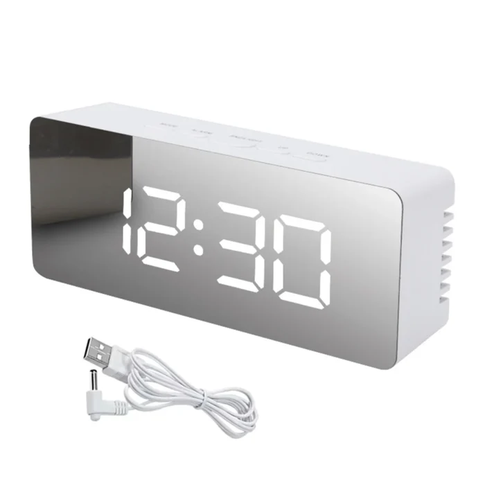 LED Digital Alarm Clock with Temperature Display | Adjustable Brightness & USB Power | 12/24H Format for Bedroom or Office - Image 7