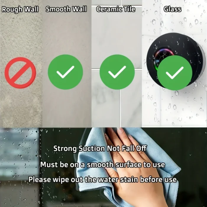 New Bathroom Waterproof Wireless LED Bluetooth Speaker Large Suction Cup Mini Portable Speaker Outdoor Sports Stereo Speaker - Image 5
