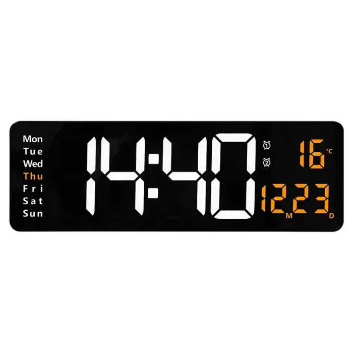 Large LED Digital Wall Clock ,Wall Mounted Remote Control Temperature Date Week Display Timer Dual Alarm Clock - Image 5