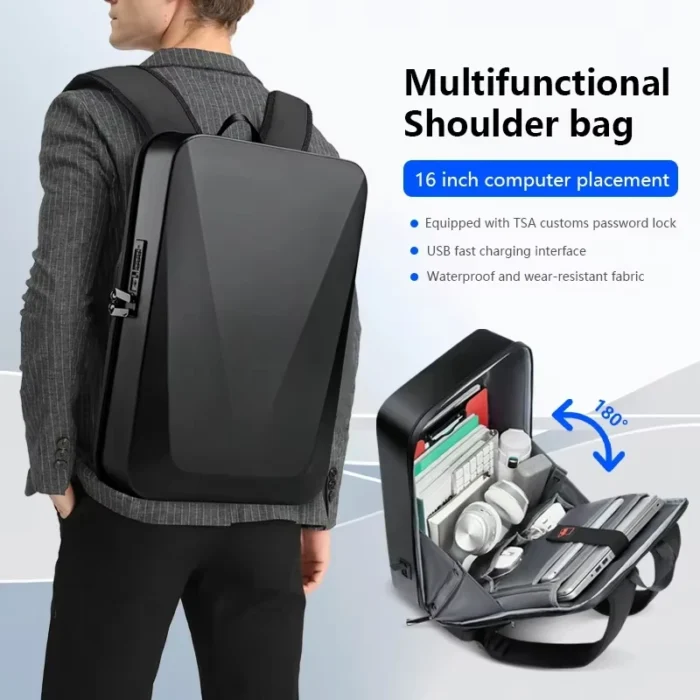 Men’s Waterproof Anti-Theft Laptop Backpack – 16.1” TSA-Approved Hard Shell Business & Gaming Bag with USB Charging - Image 2