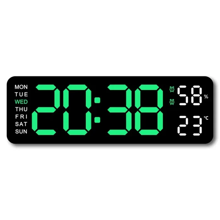 Large LED Digital Wall Clock ,Wall Mounted Remote Control Temperature Date Week Display Timer Dual Alarm Clock - Image 10